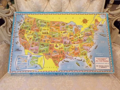 VTG "Victory" Wooden Jig-Saw Puzzle The United States of America - Image 1 of 4