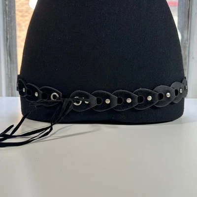 Black Braided Suede Belt Silver Accents Tie Adjustable Western Boho belt - Image 1 of 4