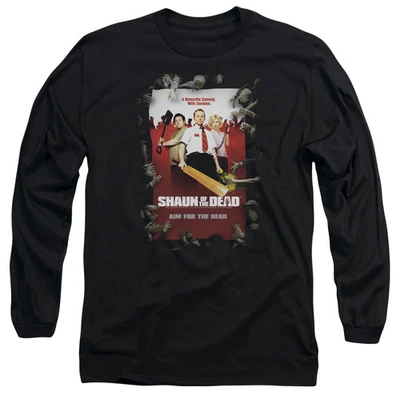 Shaun Of The Dead Poster Mens Long Sleeve Shirt Black Officially Licensed - Image 1 of 3