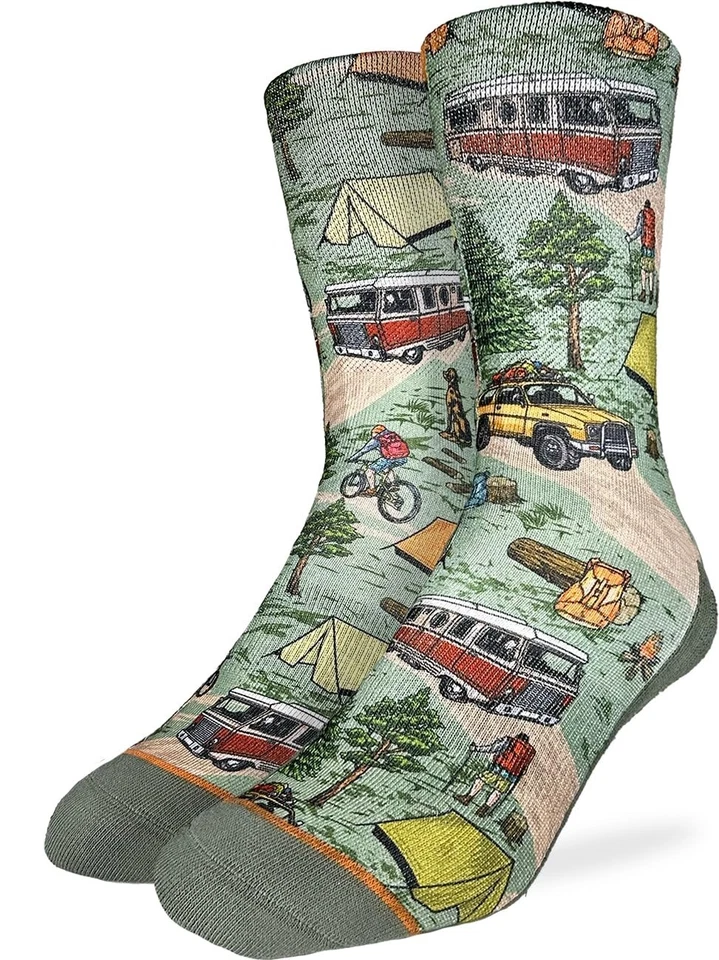 Good Luck Sock Men's Vintage Camping Trip Socks, Adult Shoe Size 8-13 - Image 1 of 1