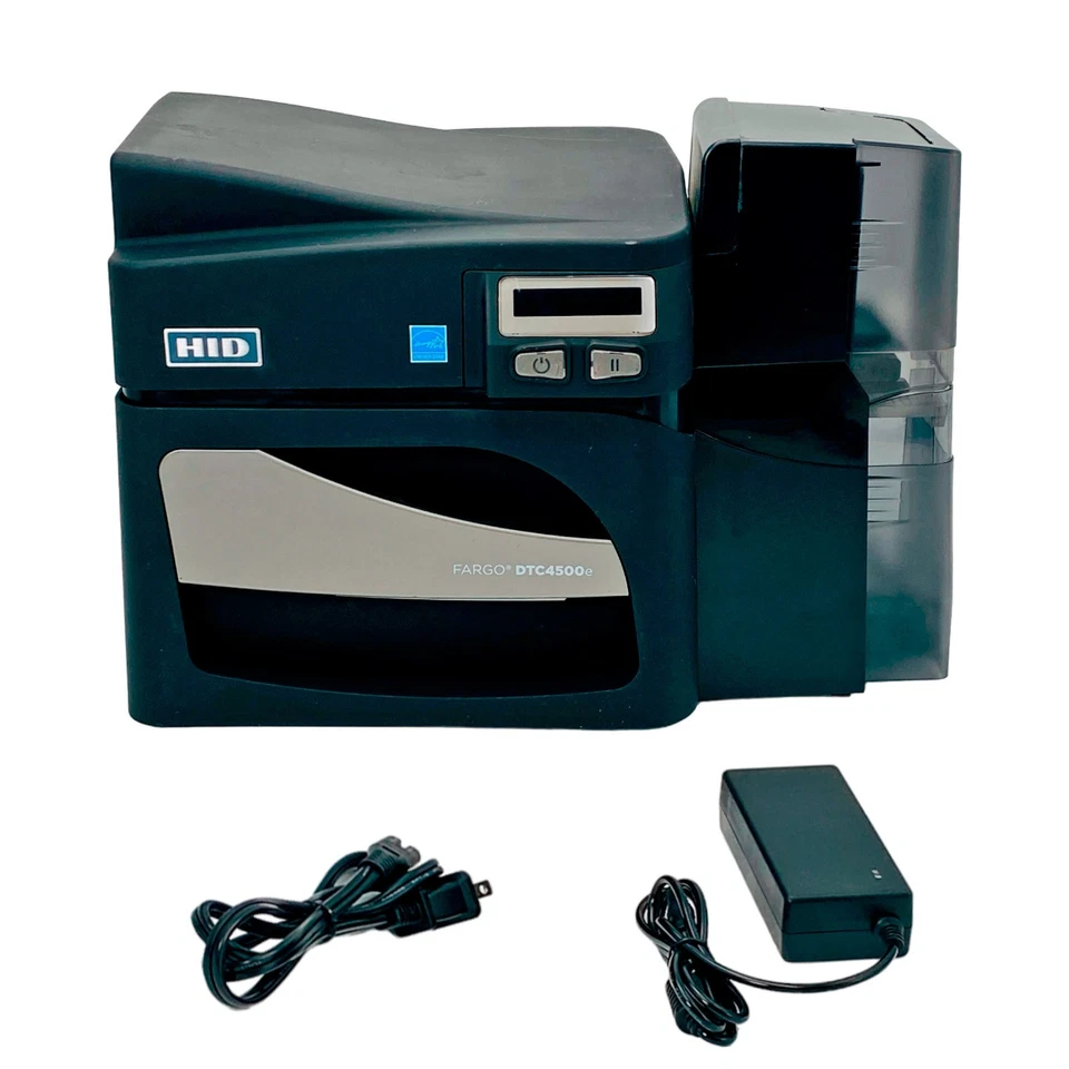 TESTED HID Fargo DTC4500e Single Sided Color ID Card Badge Printer LAN USB - Image 1 of 4