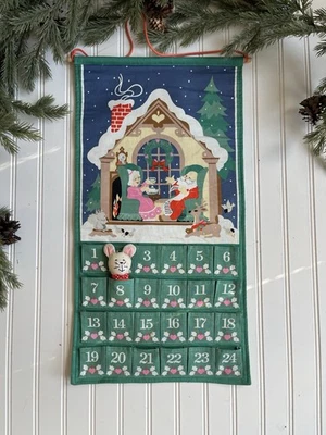 Calendario de cuenta regresiva vintage Avon 1987 Mouse Santa Mrs Claus Navidad Adviento casi nuevo Foto 1 de 2