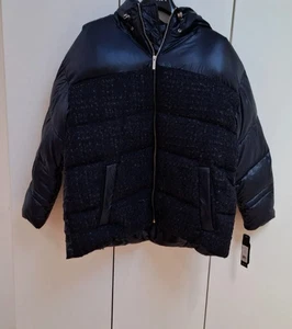 RRP$398 BCBGMAXAZRIA Jacket Women's Size XL Blue Hooded chest 24inch length26inc - Picture 1 of 11