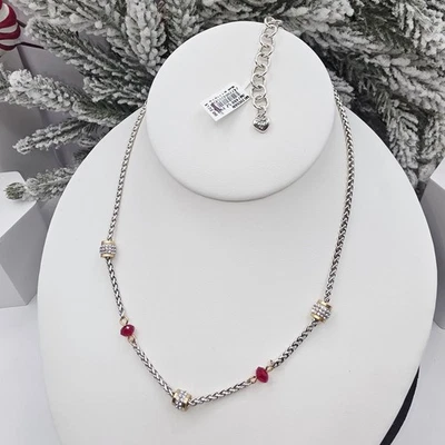 "Collar Brighton Meridian cristal rojo plata oro 18"" ajustable nuevo con etiquetas" Foto 1 de 4