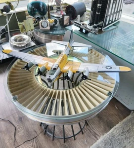 RAF Hawk Rolls Royce Adour Fan Table. Glass Top Angle Table Design With Lights - Picture 1 of 15