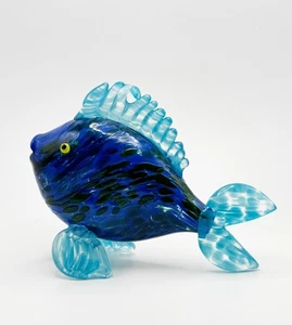 Vintage Thames Art Glass Tropical Swirl Fish Blue Figurine 4.5" - Picture 1 of 4