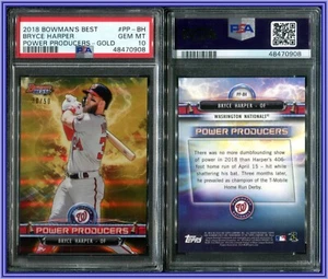 PSA 10 2018 Bowman's Best Power Producers Gold Refractor Bryce Harper /50 POP5 - Picture 1 of 1