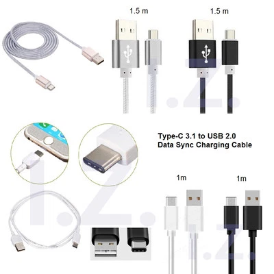 1m/1.5m USB 3.1 Type C Male to USB 2.0 Male Charging Data Sync Cable Lead - Image 1 of 4
