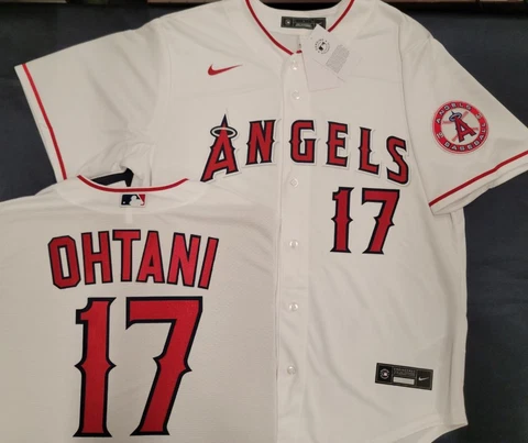 30419 Nike LOS ANGELES ANGELS Ohtani Trout Salmon Sewn Baseball JERSEY WHITE NWT Cover