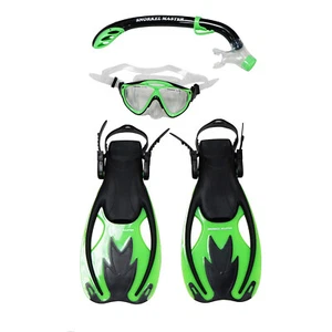 Snorkel Master Snorkeling KIDS Mask, Snorkel, & Fins Set, Green/Black - Picture 1 of 1