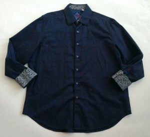 ROBERT GRAHAM blau braun gemustert Flip Manschetten Hemd ~ Herren 2XL XX-LARGE - Bild 1 von 9