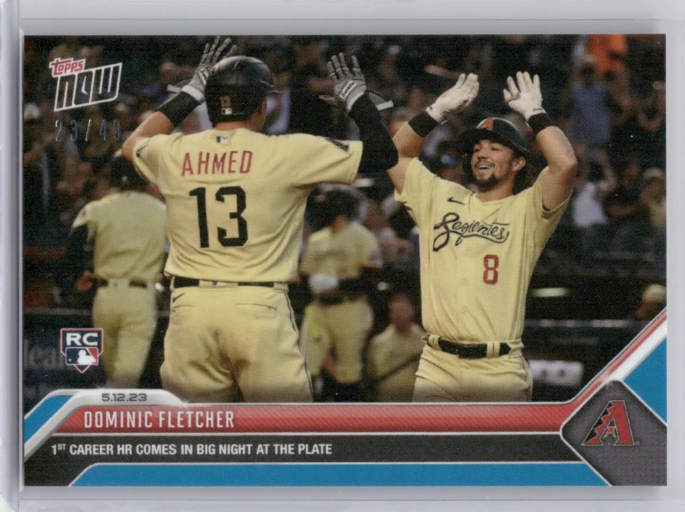 🟦 DOMINIC FLETCHER Rookie 1st HR 2023 Topps Now 281 Diamondbacks BLUE 23/49 📈 - Image 1 of 2