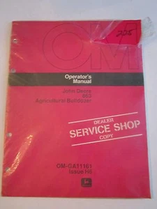 JOHN DEERE DEALER'S 863 AGRICULTURAL BULLDOZER OPERATOR'S MANUAL - BB3C - Picture 1 of 2