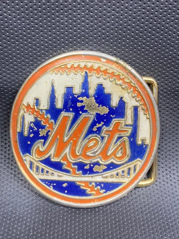 Vintage 1970's MLB New York Mets Baseball Logo Promotion Corp Belt Buckle Cover