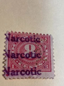 Estampilla estampada a mano de impuestos sobre narcóticos azul de 3 líneas RJA14. - Imagen 1 de 3