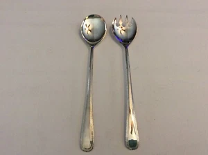 SILVERPLATED SALAD FORK AND SPOON MADE IN ITALY 9 INCHES - Picture 1 of 6