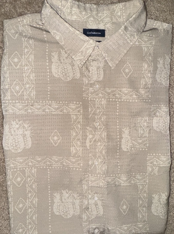 Mens Croft & Barrow Easy Care Pineapple Button Up Shirt XXL 2XL - EUC - Image 1 of 2