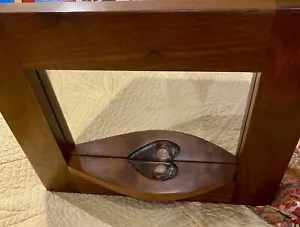 ESPEJO ARTESANAL DE MADERA/PIEDRA WISCONSIN CON ESTANTE FIRMADO TIM BUDNICKI - Imagen 1 de 24