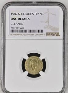 1982 New Hebrides Franc Coconut War Emergency Issue NGC UNC Cleaned Most Melted - Picture 1 of 2