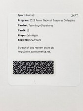 2023 National Treasures Collegiate Jalin Hyatt Team Logo Signature /49 SP Giants