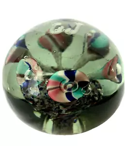 Antique GLASS PAPERWEIGHT over 100 years old Blue Green Pink Colors Hand blown - Picture 1 of 11