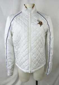 Minnesota Vikings Womens Medium or Large Full Zip White Quilted Jacket AVIK 227 - Picture 1 of 6
