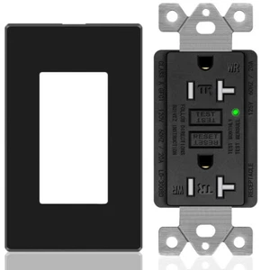 GFCI GFI Outlet 20 Amp Manipulación Resistente a la Intemperie Receptáculo de Fallas de Tierra Negro EE. UU. - Imagen 1 de 13