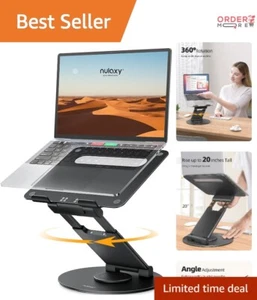 Rotating Laptop Stand Aluminum Adjustable Height Ergonomic Desk Riser Fits 10... - Picture 1 of 9