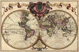 1720 Old World Exploration Map Historic Print - 16x24