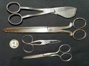 Antique Victorian Edwardian Steel Scissors Harlequin Set x 4 Full Working Order - Picture 1 of 12