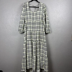 TOPSHOP Womens Square Neck Maxi Dress Size US 12 Zip Closure Ruffles Puff Sleeve - Picture 1 of 18
