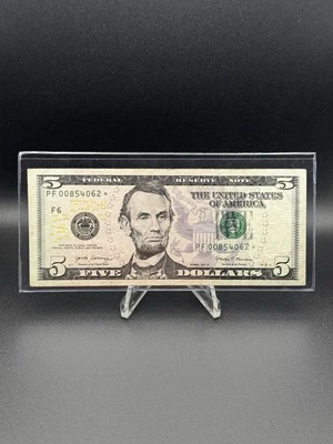 2017-A $5 Star Note Rare Low Serial Number - SN# PF00854062* - Image 1 of 3