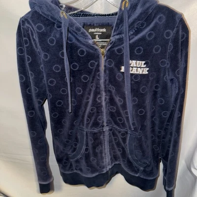 Chaqueta con capucha de terciopelo cremallera completa Paul Frank vintage rara talla L Foto 1 de 4