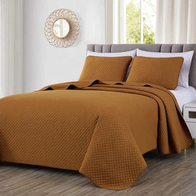Avon 3-Piece 100% Cotton Quilt Set King Size, Spice - Lightweight Soft-Finish... - Image 1 of 4