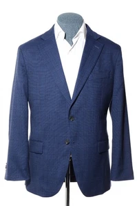 42S Short Kenneth Cole Awearness Blue Plaid Wool-Blend Sport Coat Blazer Jacket - Picture 1 of 9