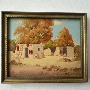 Willard Page 1940s original 5”x4” southwest Adobe Hut oil painting- framed - Picture 1 of 8