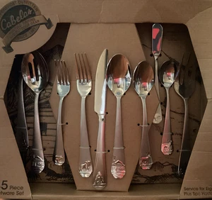 CAMBRIDGE Cabela's Wood Lodge Sand 45 piezas servicio para 8 cubiertos de acero inoxidable sin usar - Imagen 1 de 6