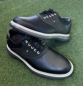 Footjoy Traditions Spiked Golf Shoes 57904K Black Size UK 9.5 EUR 44 - Picture 1 of 6