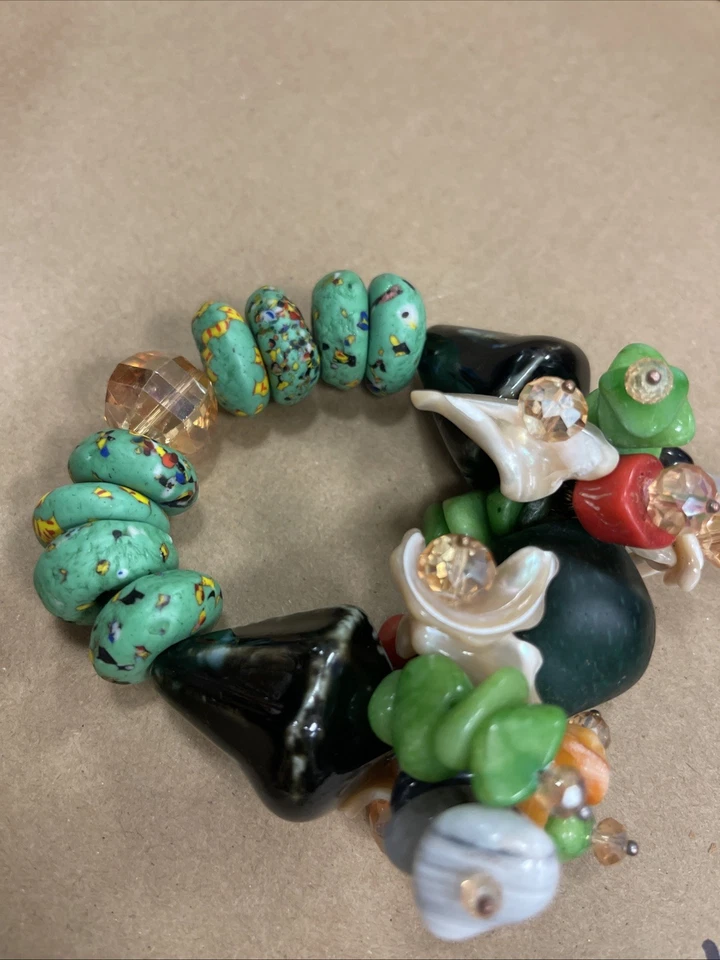 Chunky Bracelets Made With African Beads Sorosky Crystals And Shell Beads - Image 1 of 1