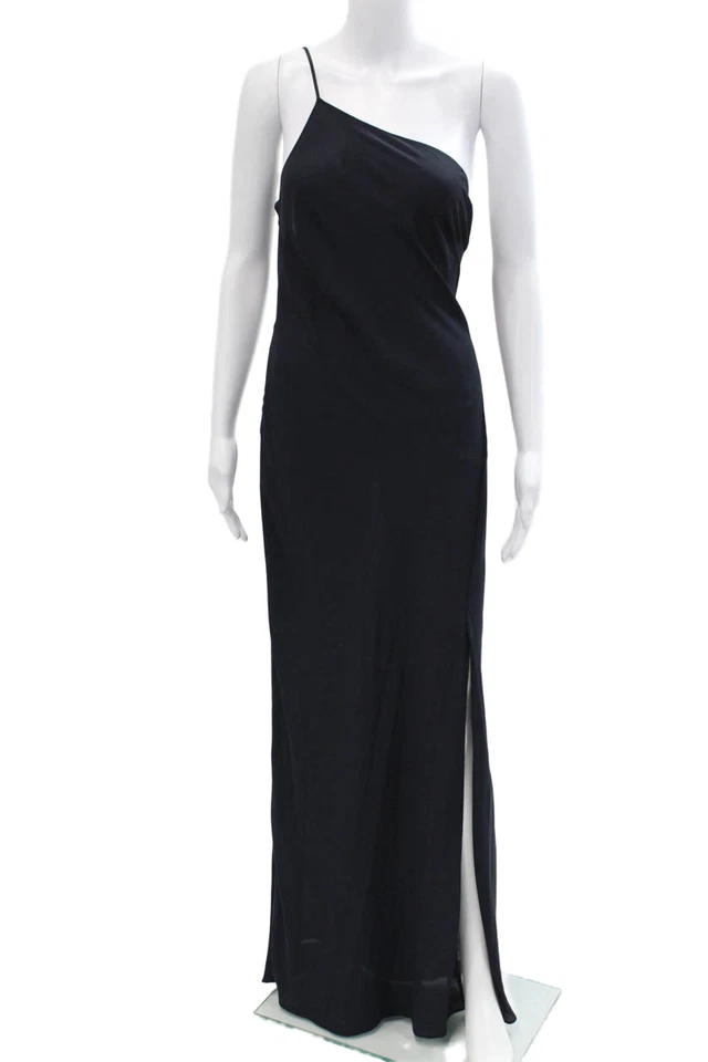 Vestido acanalado asimétrico estampado abstracto de seda ALC para mujer y sin cordones azul talla 4 Foto 1 de 4