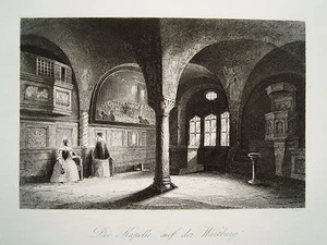 Wartburg Eisenach Kapelle sehr seltener alter Stahlstich 1844 - Picture 1 of 1