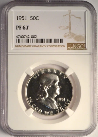 1951 Proof Franklin Half Dollar NGC PF67 Cover