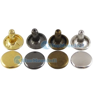 25 50 100er Set Doppel Runde Kappe Nieten Nieten Leder 15 mm Silber Bronze Schwarz Gold - Bild 1 von 5