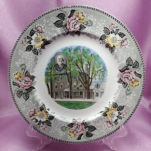 Staffordshire Longfellow House Black Colored Transferware 10" Plate England - Picture 1 of 9