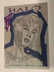 Halo XBOX Trading Card 2007 Topps John Watkins Chow artist Sketch 1/1 Cortana - Picture 1 of 3