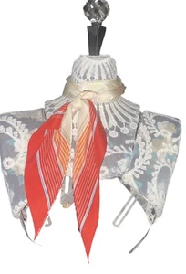 ECHO Striped Silk Scarf Skinny Neckerchief Red Orange Beige Blue Vintage 56”x5” - Picture 1 of 5