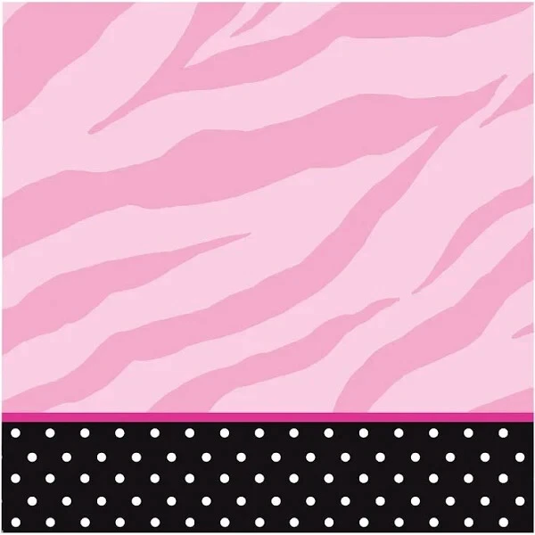 Super Stylish Pink Zebra Polka Dot Girls Birthday Party Paper Beverage Napkins - Image 1 of 1