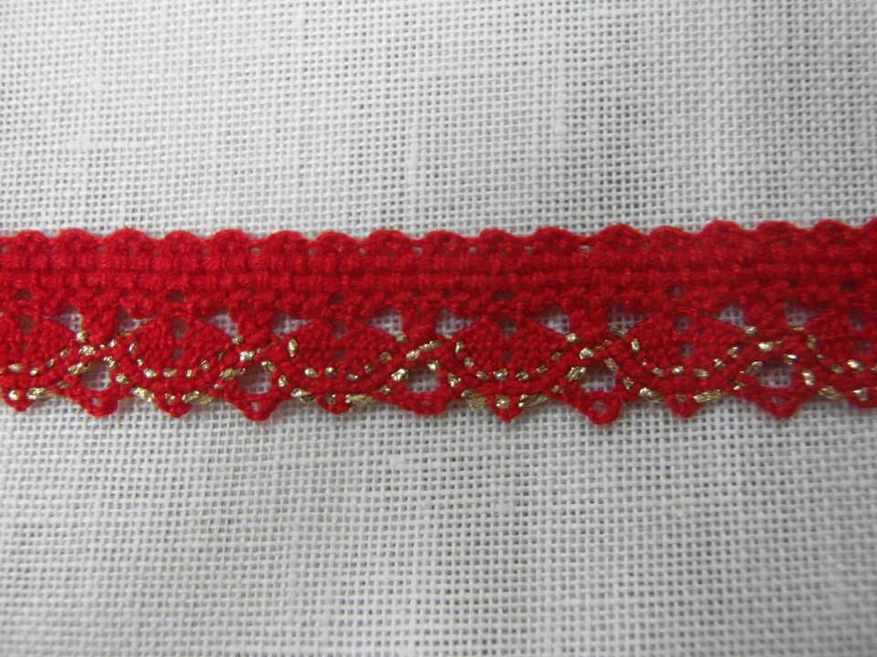 1 Metro MERLETTO ROSSO/ORO PASSAMANERIA NATALIZIA CON LUREX