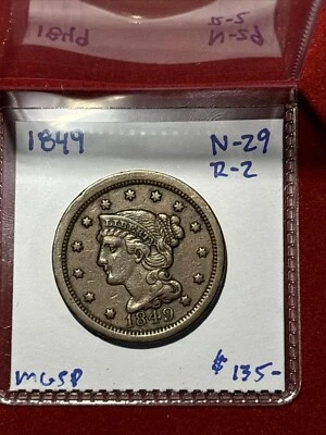 1849 1c N-29  Braided Hair Large Cent - Image 1 of 4