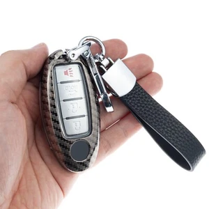 Metal Carbon Fibre Car Smart Key Chain Case Cover For Qashqai X-Trail Note 370Z - Picture 1 of 11